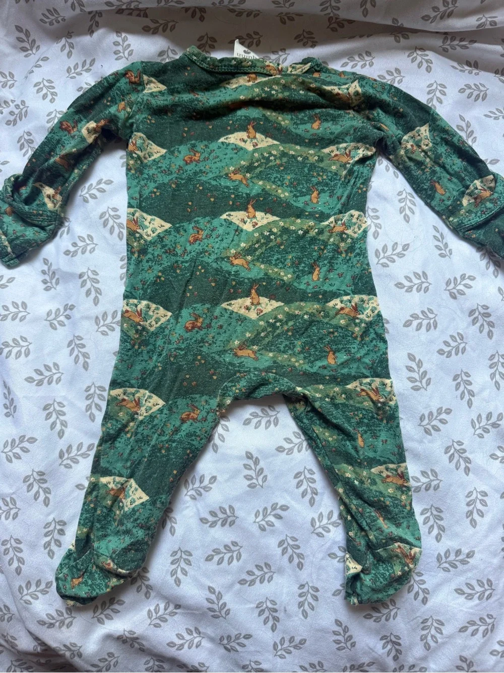 kate quinn Forest Green Fox and Trees Footed One-Piece